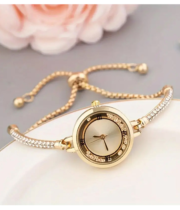 Crystal floating face pull tie watch