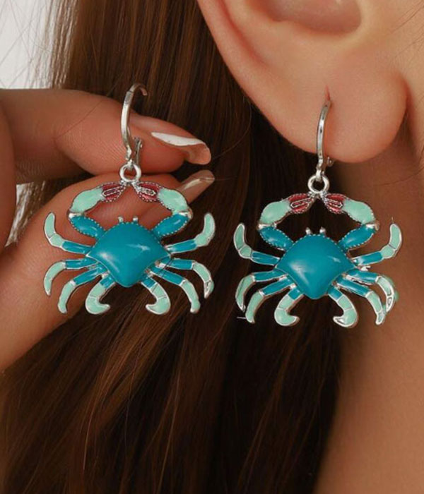 Sealife theme epoxy crab earring