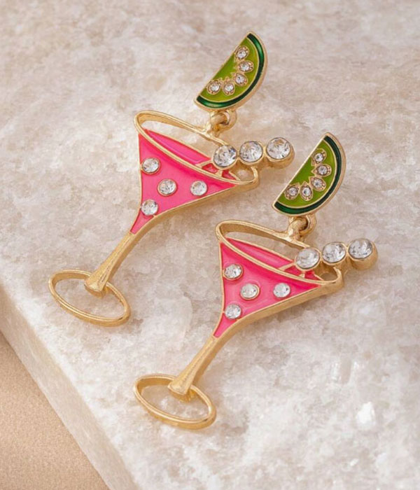 Party theme epoxy cocktail earring