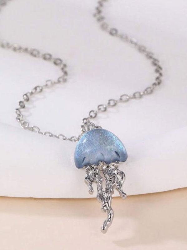 Sealife theme jellyfish pendant necklace