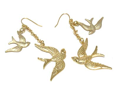 Metal birds drop earring