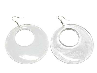 Marblized acryl hoop drop earring - hoops