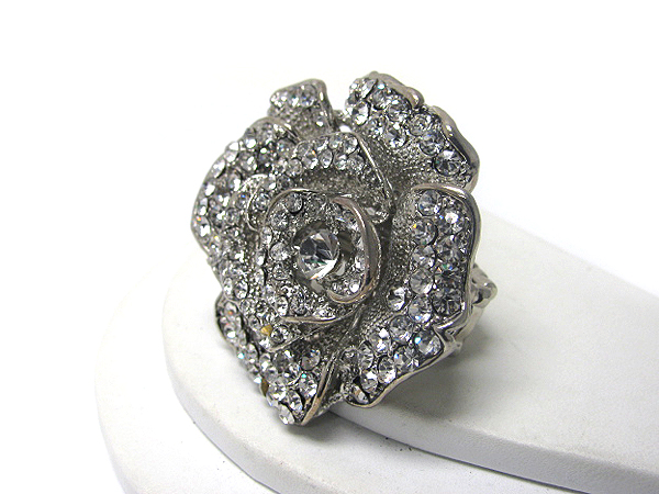 Crystal stud rose stretch ring