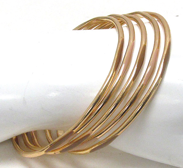 EPOXY ACCENT MULTI METAL BANGLE BRACELET SET OF 5