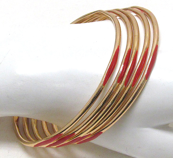 EPOXY ACCENT MULTI METAL BANGLE BRACELET SET OF 5