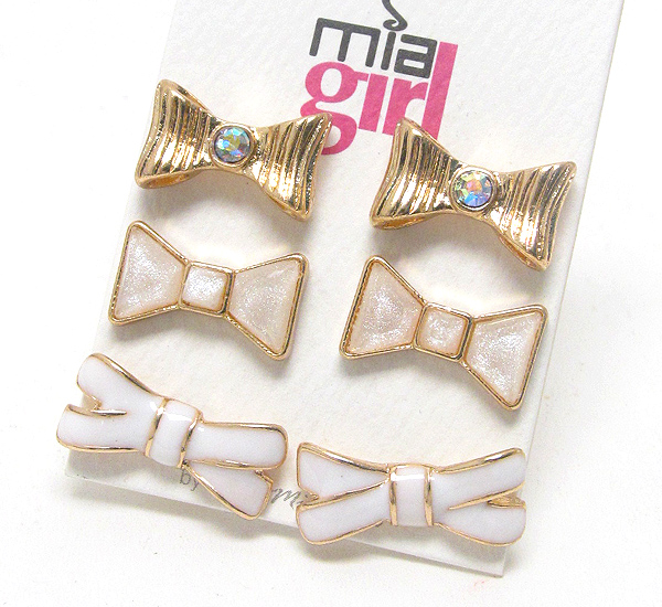 Multi ribbon earring set of 3