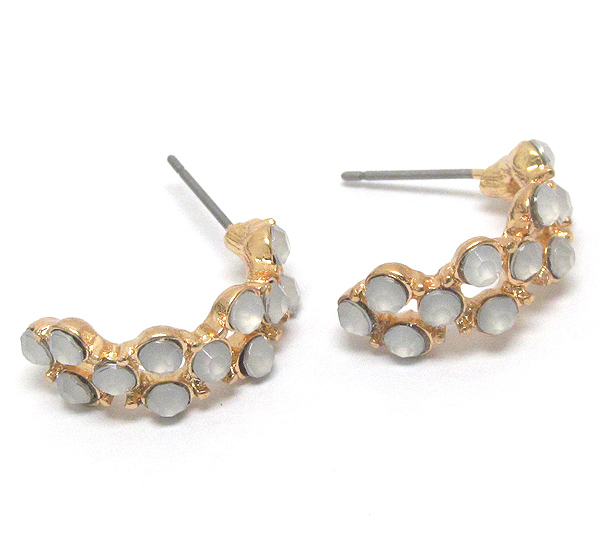 Crystal deco half hoop earring - hoops