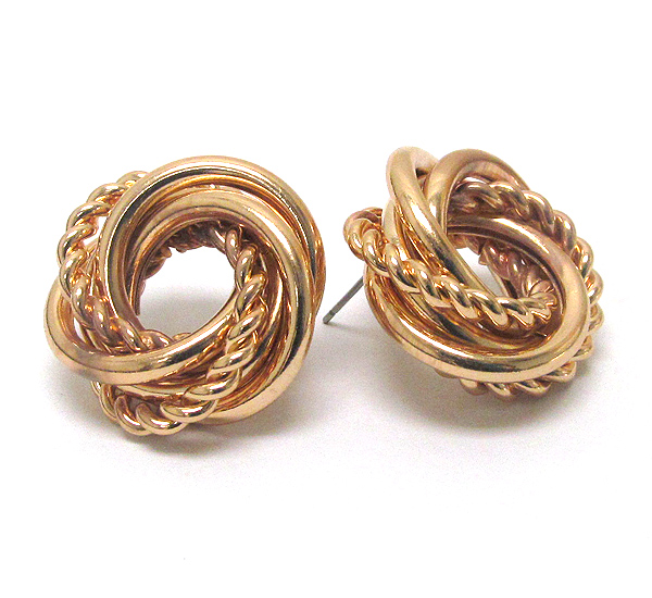 Multi metal wire twist stud earring