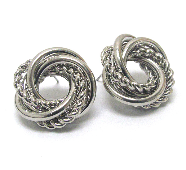 Multi metal wire twist stud earring