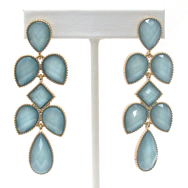 Multi facet acrylic stone deco drop earring