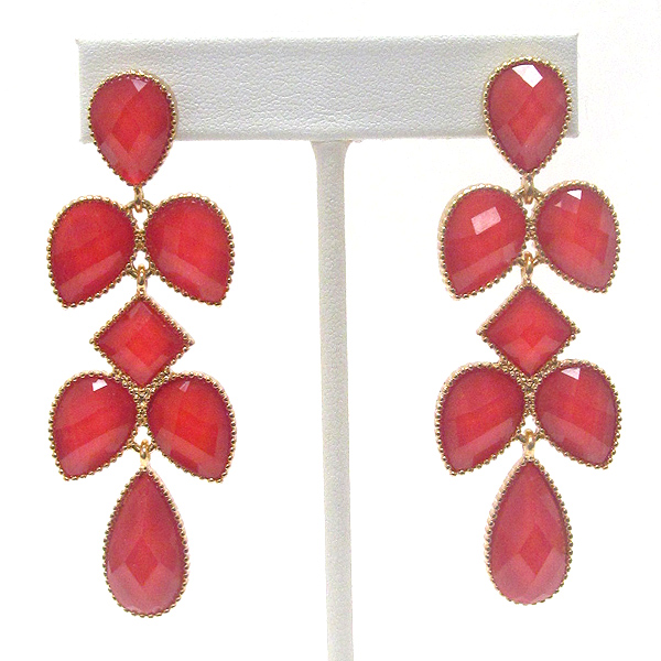 Multi facet acrylic stone deco drop earring