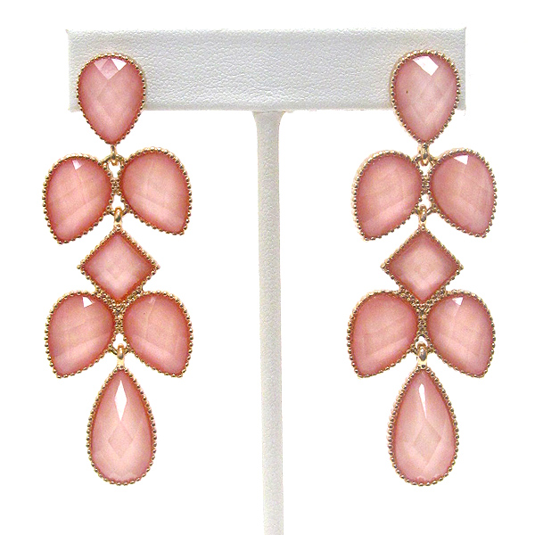 Multi facet acrylic stone deco drop earring