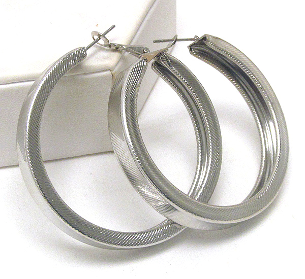 Textured metal hoop earring - hoops