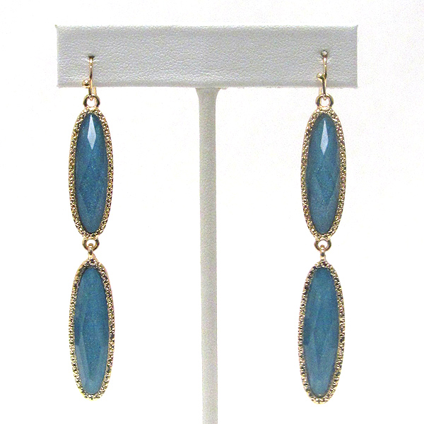 Facet acrylic oval stone drop earring