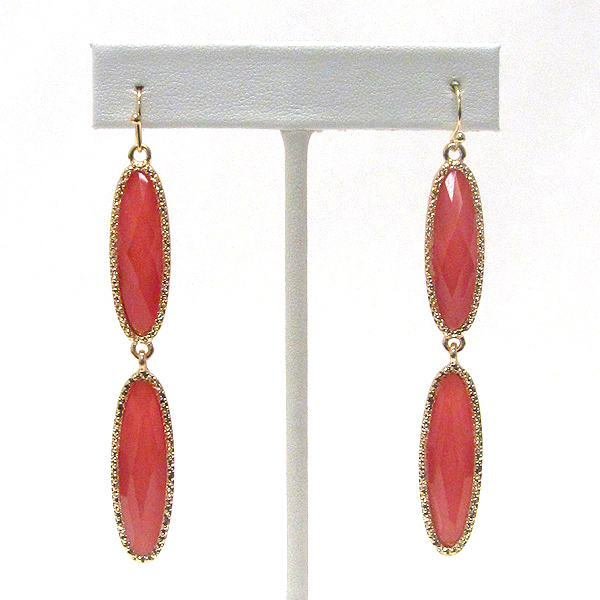 Facet acrylic oval stone drop earring