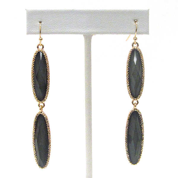 Facet acrylic oval stone drop earring