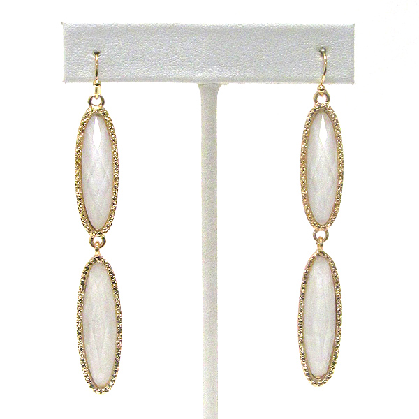 Facet acrylic oval stone drop earring