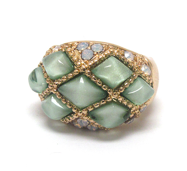 Crystal and epoxy stone stretch ring