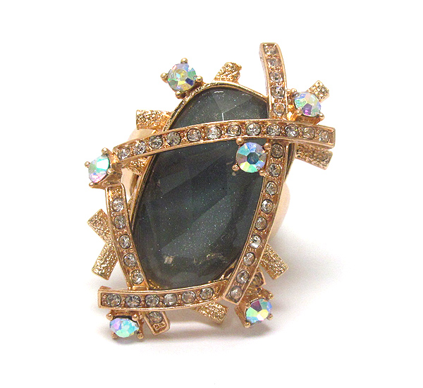 Facet glass and crystal deco art stretch ring