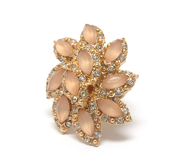 Crystal and acrylic stone deco flower stretch ring