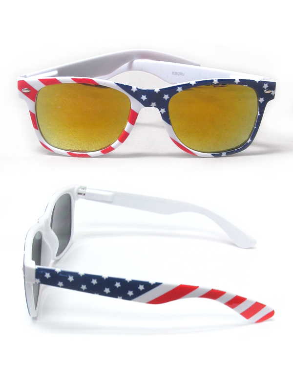 Uv protection american flag mirror sunglasses