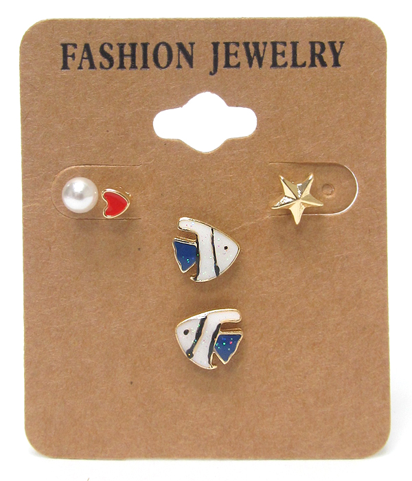 Epoxy tropical fish mix earring set