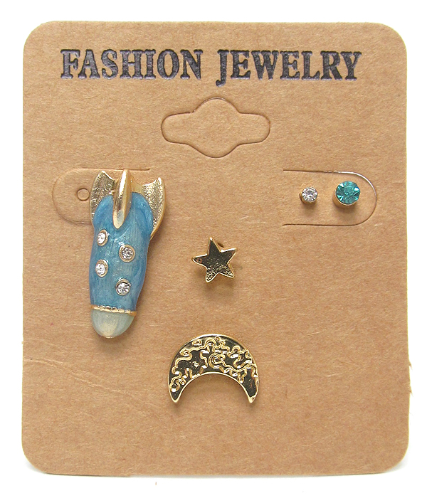 EPOXY ROCKET AND MOON MIX EARRING SET