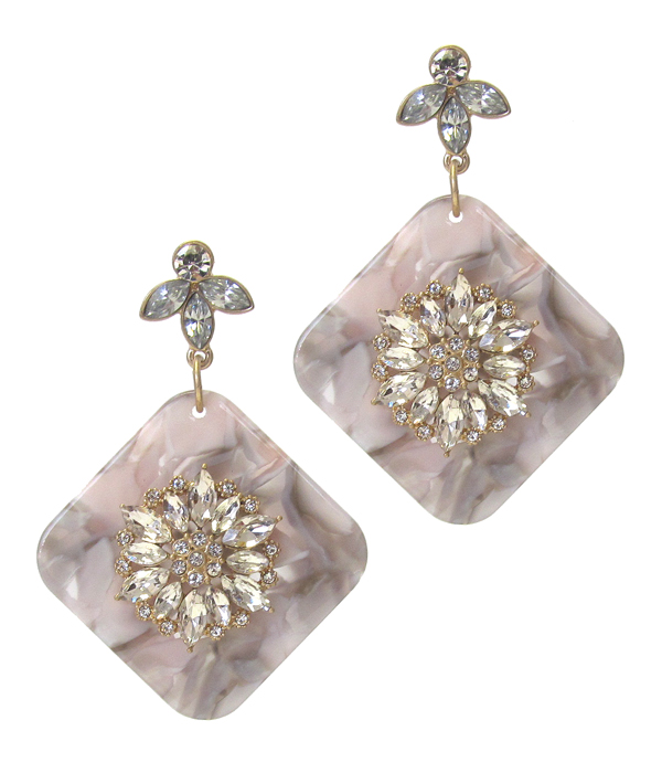 Organic cellulose and crystal earring