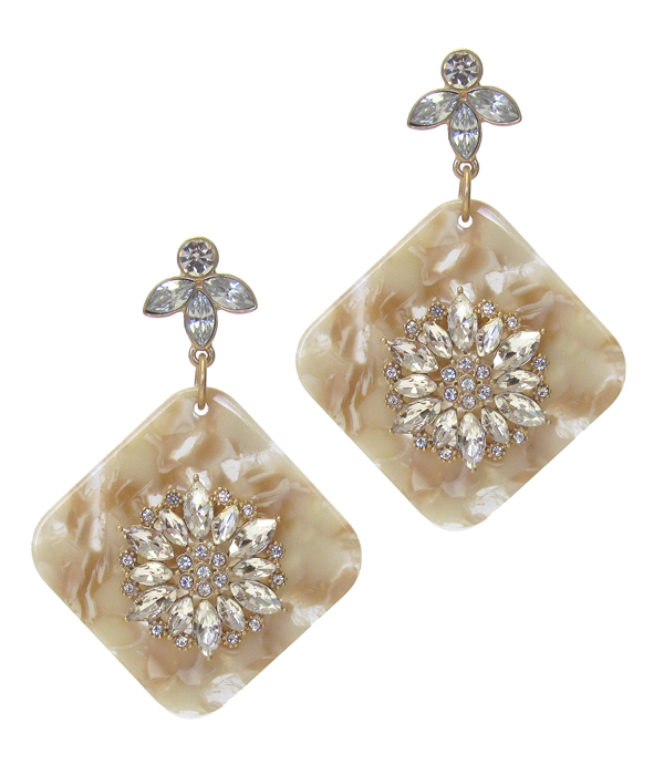 Organic cellulose and crystal earring