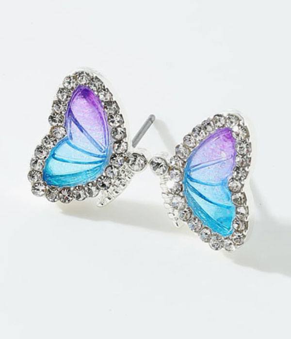 Rhinestone butterfly earring