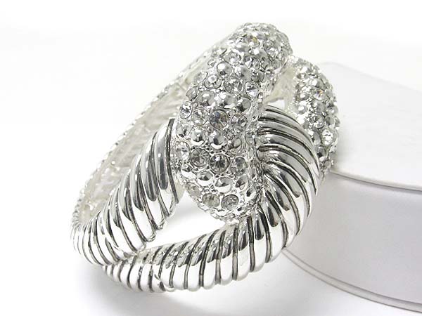 Crystal stud braided knot metal cable bangle