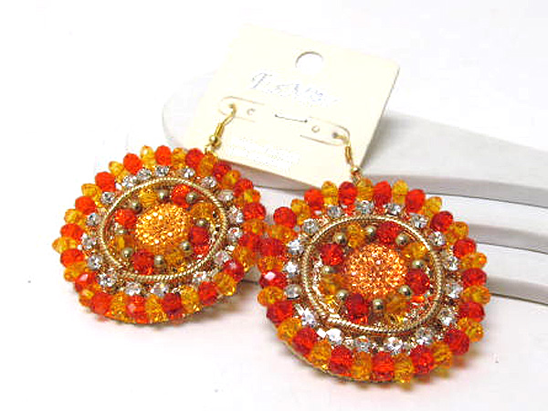 Crystal and crystal glass drop round fashion earring