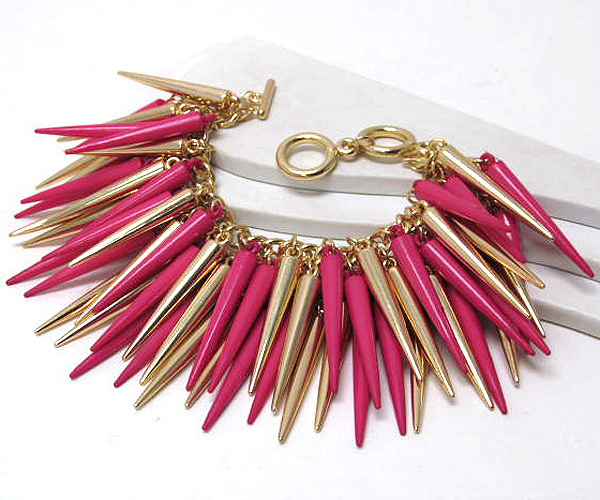 Multi metal and acryl spike chain bracelet