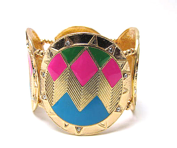 Crystal triangle zigzag spring fashion stretch bracelet