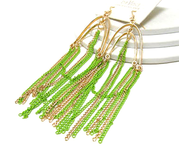 Double metal half oval drop multi chain fashion colorful style drop earring