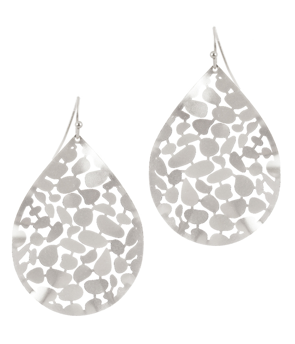 METAL FILIGREE TEARDROP EARRING