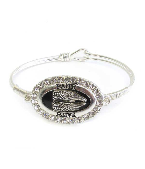Religious inspiration wire bangle bracelet - faith