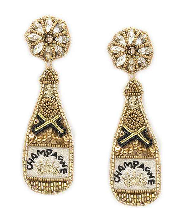 Handmade multi seedbead champagne earring