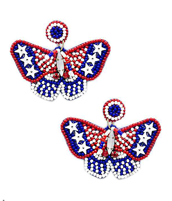 PATRIOTIC AMERICAN FLAG BUTTERFLY EARRING