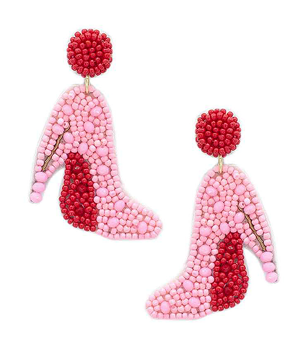 HANDMADE MULTI SEEDBEAD HIGH HEEL SHOE EARRING