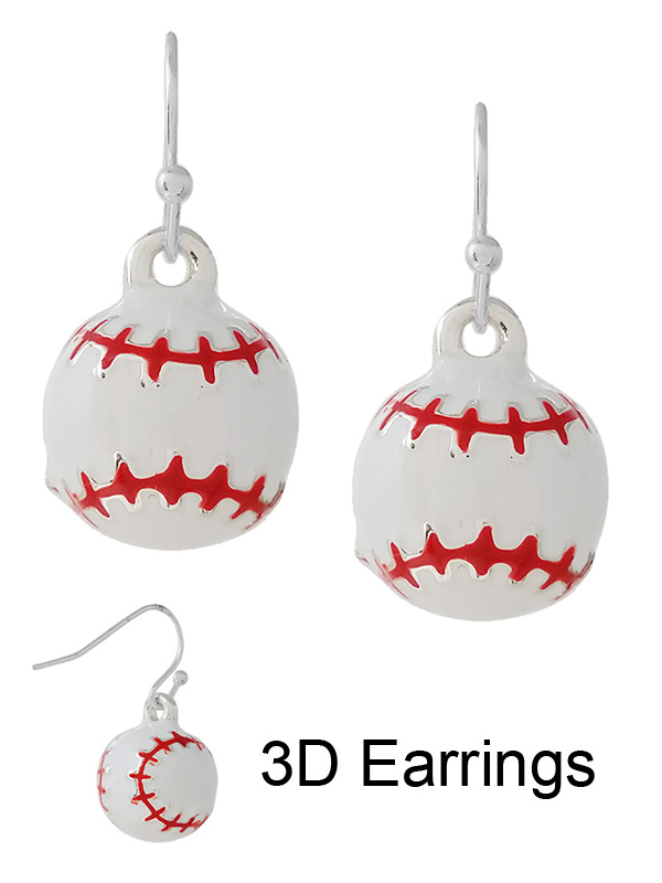 SPORT THEME 3D EARRING - BASEBALL