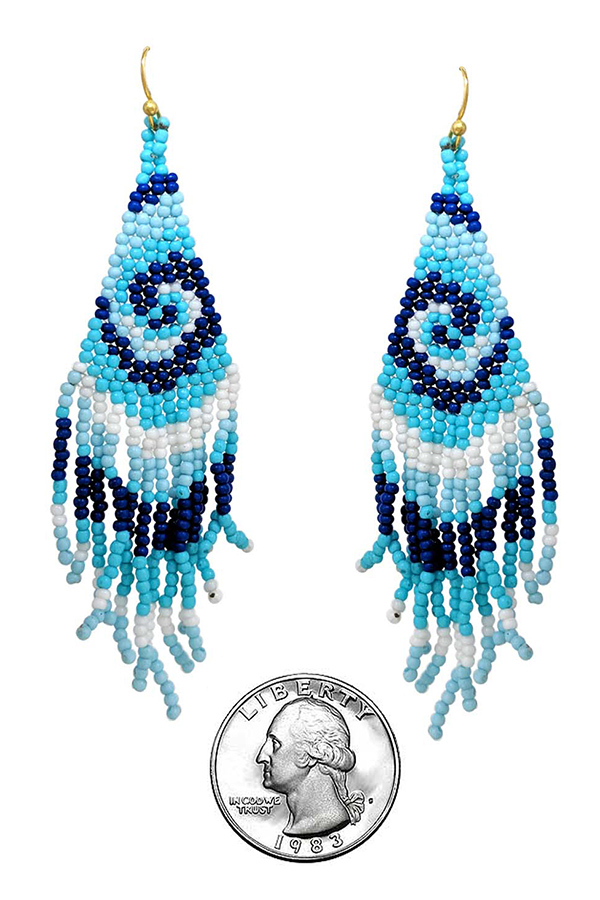 HANDMADE MULTI SEEDBEAD TASSEL DROP EARRING