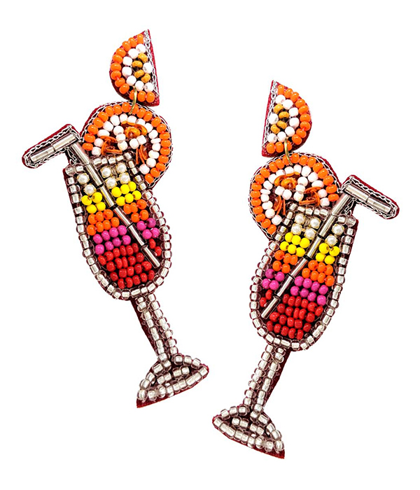 HANDMADE MULTI SEEDBEAD COCKTAIL EARRING