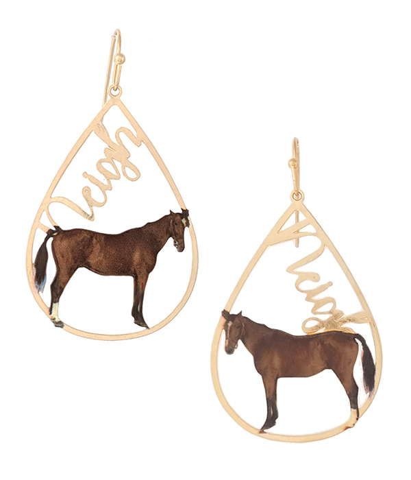 FARM ANIMAL THEME TEARDROP EARRING - HORSE