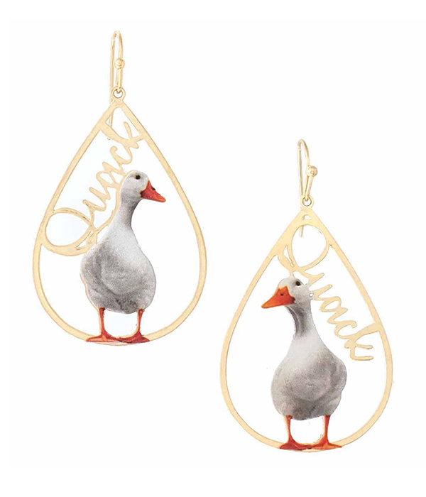 FARM ANIMAL THEME TEARDROP EARRING - DUCK