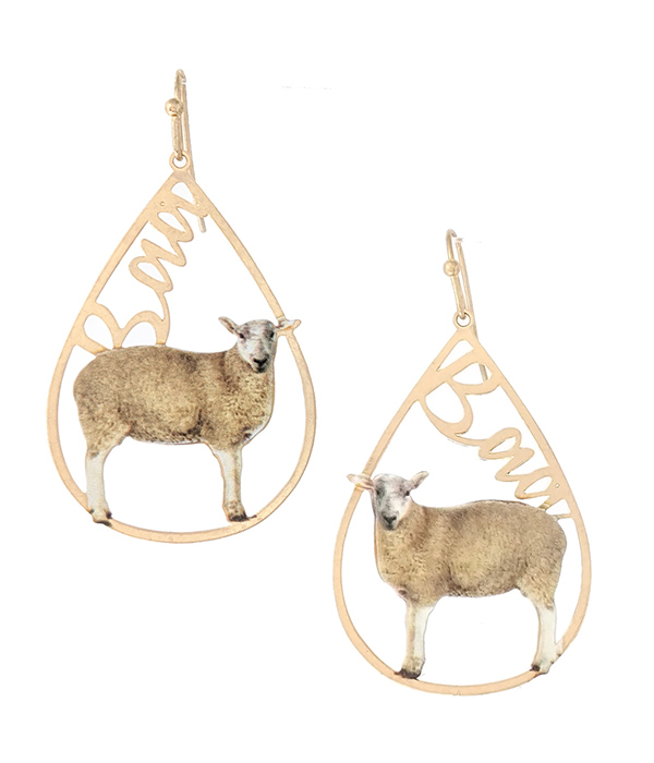 FARM ANIMAL THEME TEARDROP EARRING - SHEEP