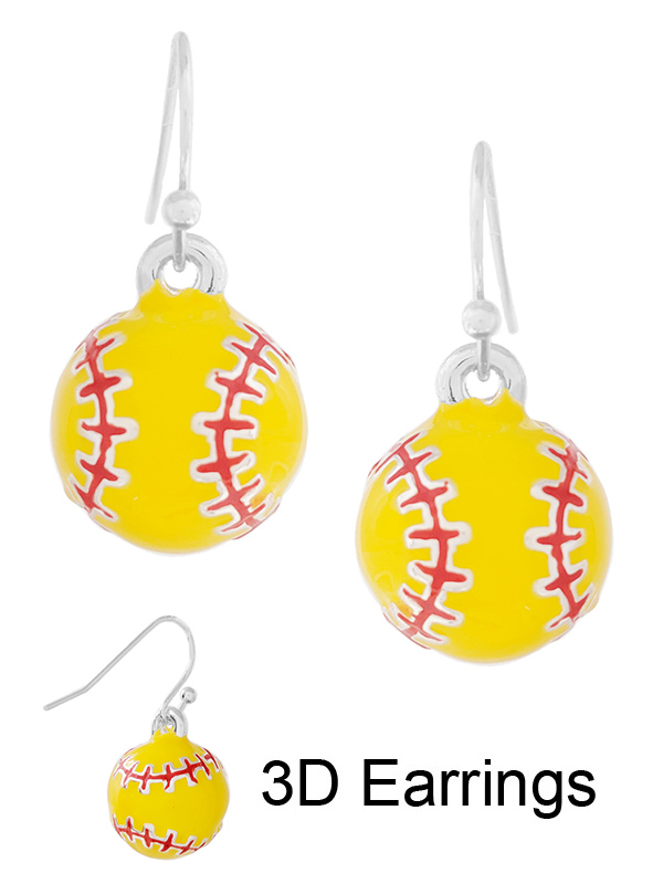 SPORT THEME 3D EARRING - SOFTBALL