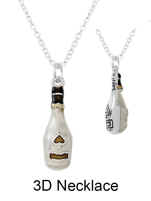 3d epoxy champaign bottle pendant necklace