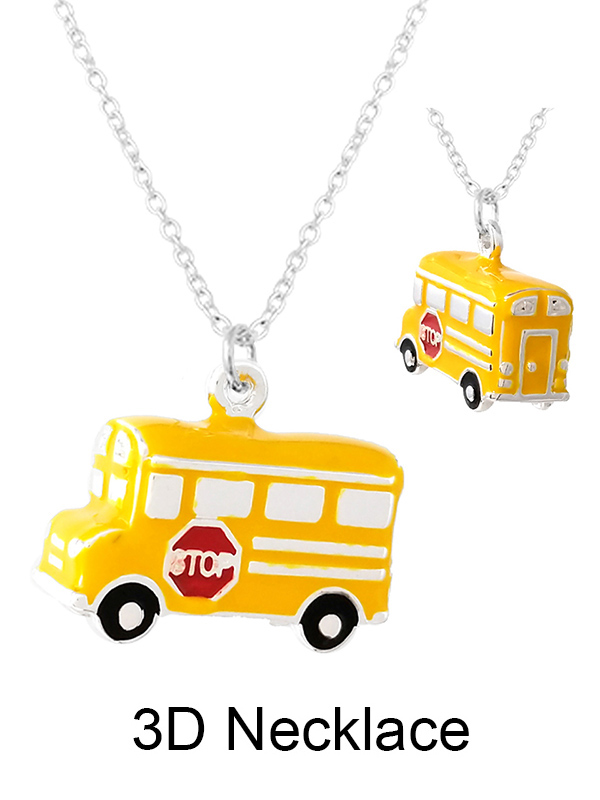 SCHOOL THEME EPOXY PENDANT NECKLACE - SCHOOL BUS