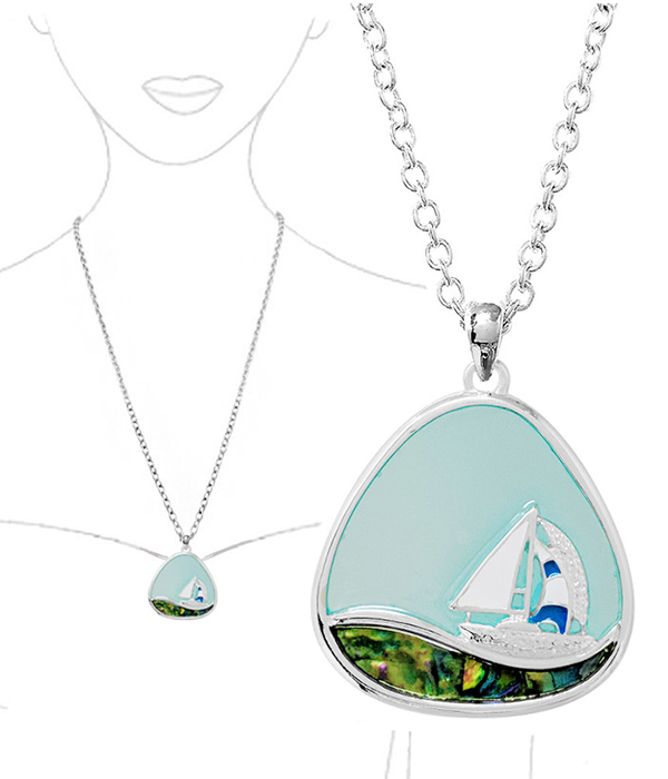 SEALIFE THEME ABALONE TEARDROP EARRING - YACHT